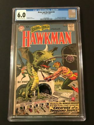 Brave And The Bold 34 Cgc 6.  0 1st App Sa Hawkman Hawkgirl (1960) Fn Dc Comics
