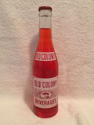 Full 10oz Old Colony Strawberry Acl Soda Bottle Orange Crush Leaksville,  N.  C.