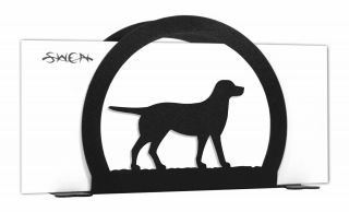 Swen Products Labrador Dog Black Metal Letter Napkin Card Holder
