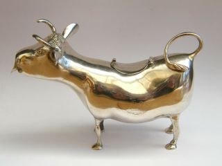 Antique - Rare Large Solid Silver Horned Cow Figure Creamer/jug - London Imp - C1893