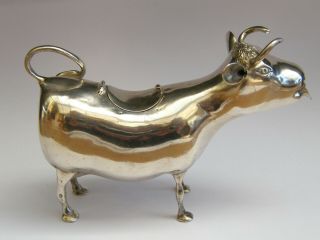 Antique - Rare Large Solid Silver Horned Cow Figure Creamer/Jug - London Imp - c1893 2