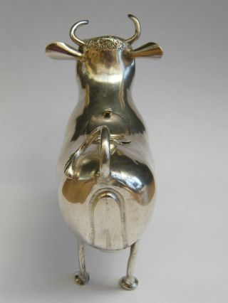 Antique - Rare Large Solid Silver Horned Cow Figure Creamer/Jug - London Imp - c1893 5