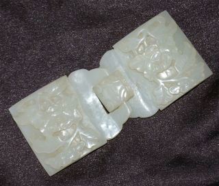 Chinese Antique White Jade Belt Buckle Ming Dynasty 3