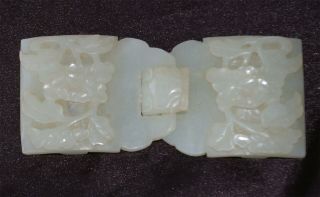 Chinese Antique White Jade Belt Buckle Ming Dynasty 4