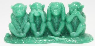 Feng Shui Green See No Evil,  Hear No Evil,  Speak No Evil Monkey Statue Figurine