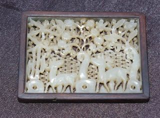 Chinese Antique White Jade Openwork Deer Plaque Ming Dynasty 2