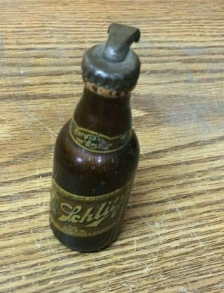 Vintage Schlitz Beer Wooden Bottle Shaped Over The Top Bottle Opener