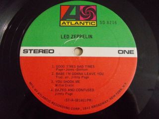 Led Zeppelin I LP 1969 Atlantic SD 8216 1841 Broadway Vinyl Record 3