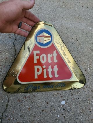 Vintage Fort Pitt Beer Sign Foil Over Cardboard