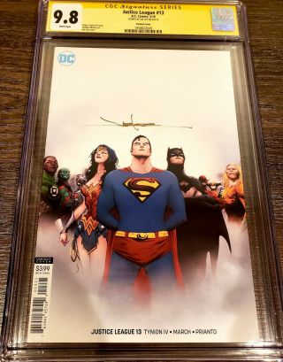 Justice League 13 Jae Lee Variant Cgc 9.  8 Signed By Jae Lee In Gold Color Ink