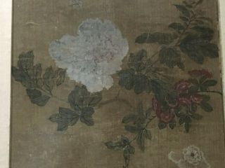 Chinese Scroll Painting OF Flowers,  Qing Dynasty,  18thc Signed Lan Ling. 3