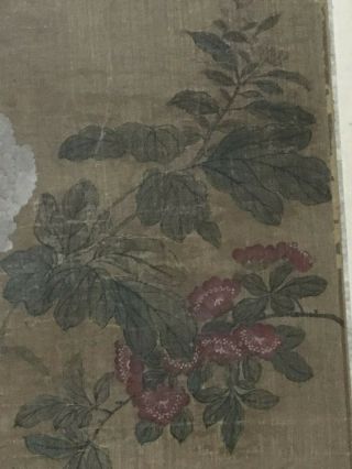 Chinese Scroll Painting OF Flowers,  Qing Dynasty,  18thc Signed Lan Ling. 4