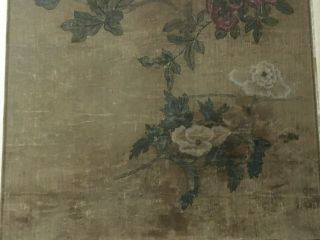 Chinese Scroll Painting OF Flowers,  Qing Dynasty,  18thc Signed Lan Ling. 5