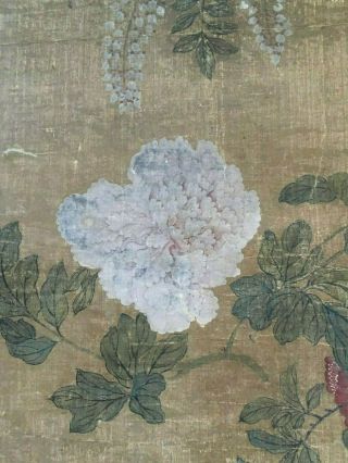 Chinese Scroll Painting OF Flowers,  Qing Dynasty,  18thc Signed Lan Ling. 6