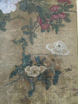 Chinese Scroll Painting OF Flowers,  Qing Dynasty,  18thc Signed Lan Ling. 7