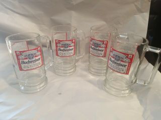 4 Budweiser 8 Oz Glass Mugs Official Product