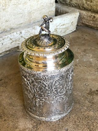 Wonderful Large Rare Antique Victorian 1896 Solid Sterling Silver Tea Caddy Box