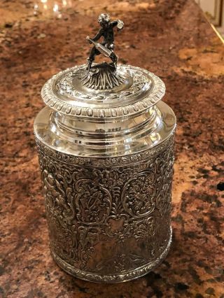 Wonderful large Rare Antique Victorian 1896 Solid Sterling Silver Tea Caddy Box 2
