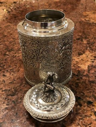 Wonderful large Rare Antique Victorian 1896 Solid Sterling Silver Tea Caddy Box 5
