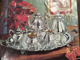 Wallace Grande Baroque 129 piece sterling silver and silverplate 5 piece Tea set 4