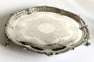 Very Heavy Impressive Solid Silver Sterling Salver Tray 841g Engraved 1890