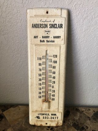 Rare Vintage Anderson Sinclair Dinosaur Advertising Thermometer,  Gas,  Oil