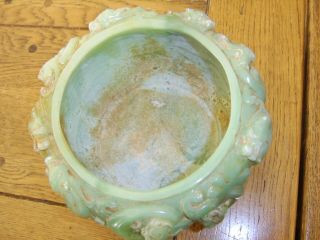 LARGE VERY HEAVY CHINESE ANTIQUE CAVRED JADE DRAGON BOWL 10