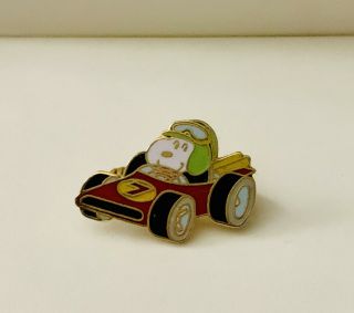 Vintage Aviva Snoopy Peanuts Pin Race Car Driver F1 Wow Rare Htf Minty Schulz