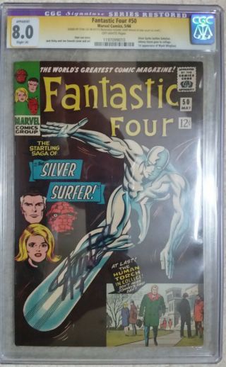 Fantastic Four 50 Cgc 8.  0 Marvel Silver Age Signed By Stan Lee