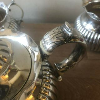 Lovely Theodore B Starr Sterling Silver Teapot Creamer & SugarSet 5