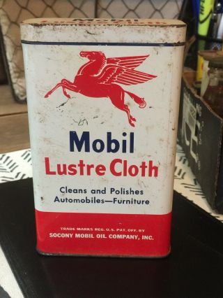 Vintage Advertising Mobil Oil Co.  Lustre Cloth Tin Can And Lustre Cloth