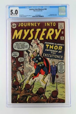 Journey Into Mystery 84 - Cgc 5.  0 Vg/fn - Marvel 1962 - 2nd Thor 1st Jane