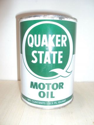 Vintage Metal Quaker State Oil Can 1 Qt Full