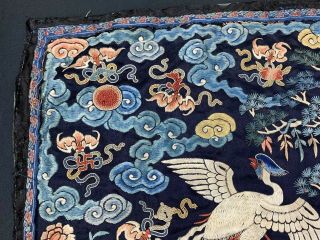 Antique Early 19th C.  Qing Dynasty Chinese Silk Embroidery Rank Badge Of Bird 3