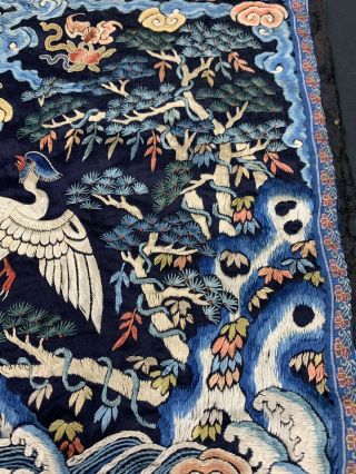 Antique Early 19th C.  Qing Dynasty Chinese Silk Embroidery Rank Badge Of Bird 5