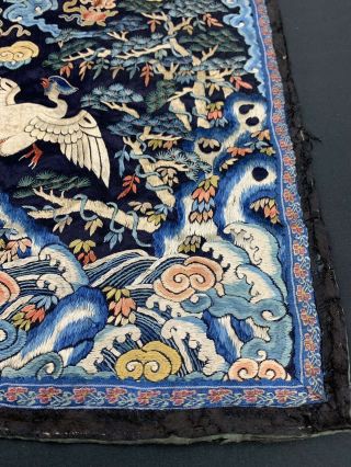 Antique Early 19th C.  Qing Dynasty Chinese Silk Embroidery Rank Badge Of Bird 6