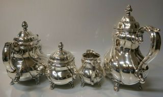 4 Piece - Antique German 830 Fine Silver Tea Set by M.  H.  Wilkens & Sohne 10