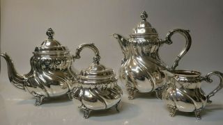 4 Piece - Antique German 830 Fine Silver Tea Set By M.  H.  Wilkens & Sohne