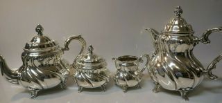 4 Piece - Antique German 830 Fine Silver Tea Set by M.  H.  Wilkens & Sohne 6