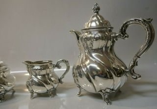 4 Piece - Antique German 830 Fine Silver Tea Set by M.  H.  Wilkens & Sohne 8