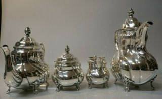 4 Piece - Antique German 830 Fine Silver Tea Set by M.  H.  Wilkens & Sohne 9