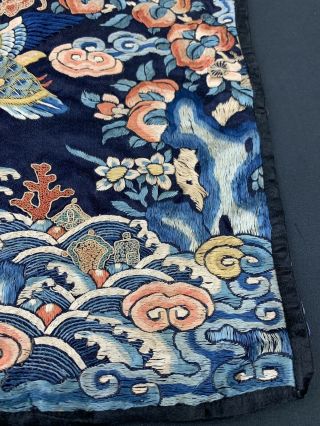 Antique 19th C.  Qing Dynasty Chinese Silk Embroidery Rank Badge Of Bird 10