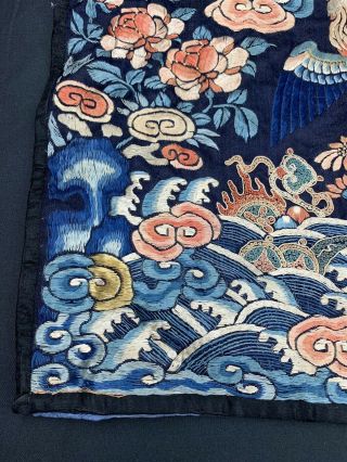 Antique 19th C.  Qing Dynasty Chinese Silk Embroidery Rank Badge Of Bird 7