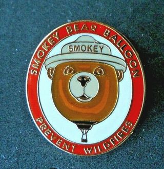 Smokey Bear Hot Air Balloon Pin " Prevent Wildfires " Very Unusual Coloring