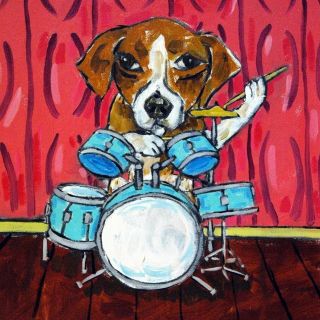 Beagle Dog Art Tile Coaster Gift Drums Gift Music Room