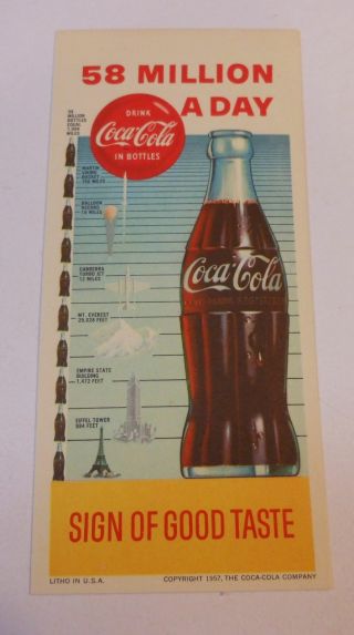 Vintage Coca Cola 1957 Blotter.