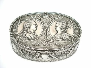 6 1/8 In - Sterling Silver Antique Austro - Hungarian Monarchs Large Oval Box