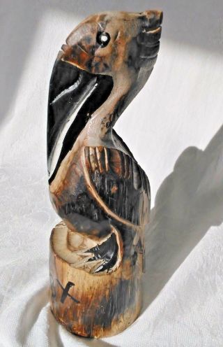 Obx Carved Wooden Pelican 10 " Tall Outer Banks Beach Decor