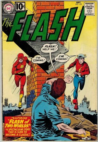 Flash 123 (1961) Fine 6.  0 1st Mention Of Earth Ii And Re - Intro G.  A.  Flash