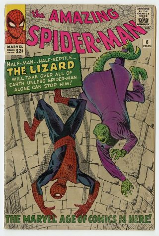 Spider - Man 6 Vg,  4.  5 Off - White Pages 1st App.  The Lizard Marvel 1963